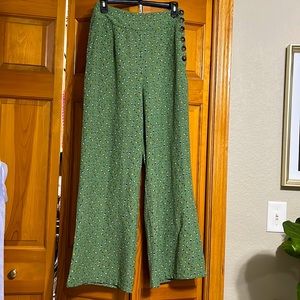 Green Floral Bell Bottoms